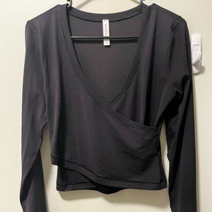 Athleta Black Cropped Wrap Longsleeve